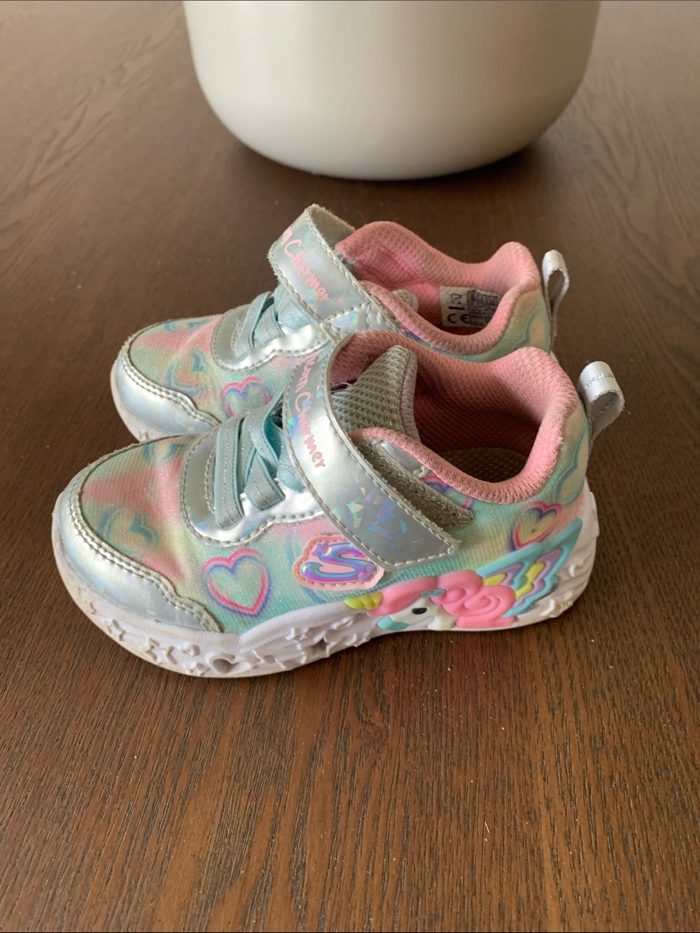 Skechers Kids Light-Up Sneakers in Pink, Mint & Silver